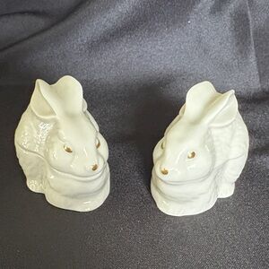 Lenox White and Gold Bunny Figurines